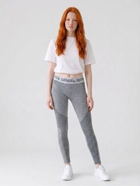Women's Grey Seamless Mid-Rise Leggings